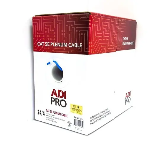 ADI PRO 0E-CAT5PBL CAT5e Plenum Cable, 24/4 Solid BC, U, UTP, CMP/FT6, 1000' (304.8m) Express Box