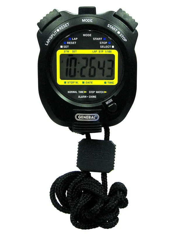GENERAL TOOLS SW269 Sport Timer Stopwatch with Clock Black