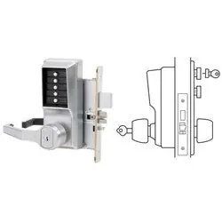 KABA L8148C-26D-41 Mechanical Pushbutton Lock Mortise Left Hand LFIC Corbin Russwin 6-Pin Combination Entry/Key Override/Passage/Lockout/Deadbolt