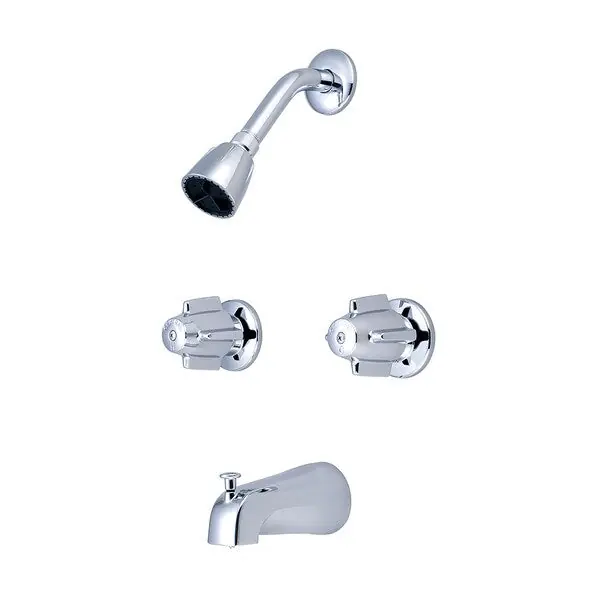 Central Brass 80897 Two Canopy Handle Tub & Shower Faucet Trim Kit, 8 Centers, 1/2 CXC Inlets, Ceramic Disc Cartridges