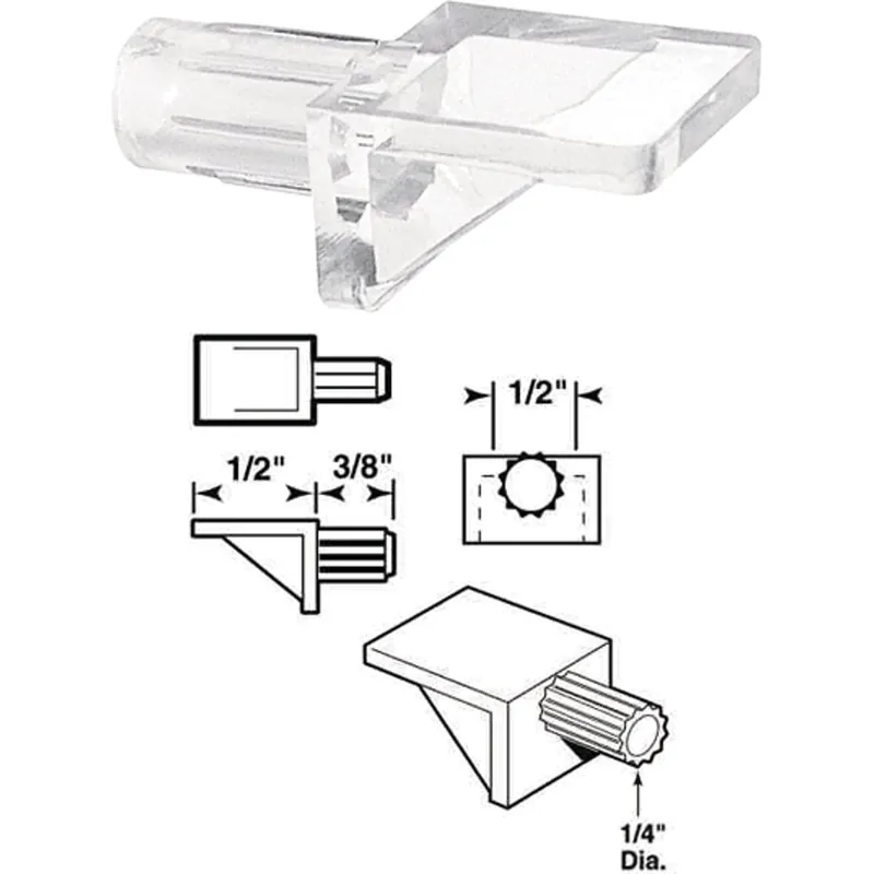 Prime-Line U10144 Clear Butyrate Shelf Support Pack