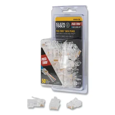 Klein Tools VDV826-704 Pass-Thru Modular Data Plugs, RJ-45-CAT6A, UTP, 50-Pack