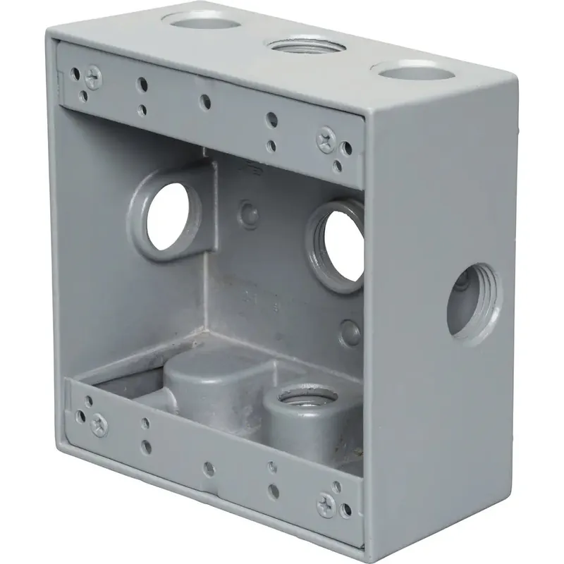 Centaur WITGB50/5X 2 Gang Weatherproof Box 2-3/16 Deep 5 X 1/2 Hole (All Sides)