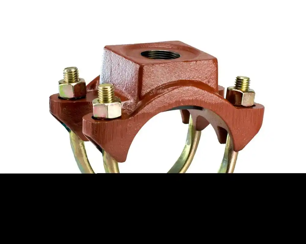 JCM Industries 402-0905X14IP 8 x 2 in. IP Ductile Iron Electro-Galvanized Double Strap Saddle