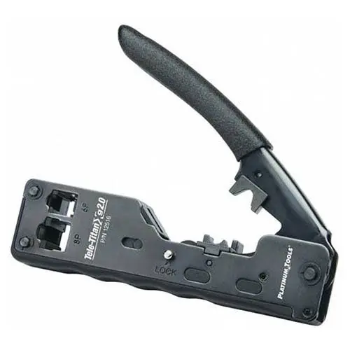 Platinum Tools 12517C Tele-TitanXg 2.0 CAT6A/10Gig Combo Crimp Tool and CAT6A Connectors 10-Pack