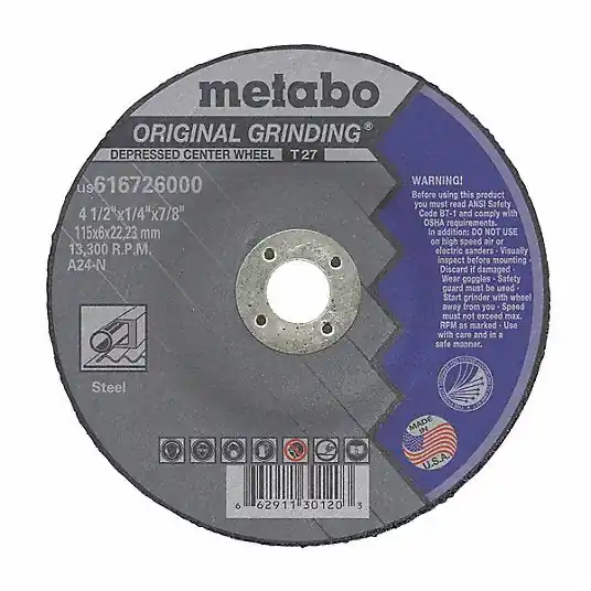 Metabo US616726000 Original Grinding Wheel Type 27 A24N 4-1/2 in dia