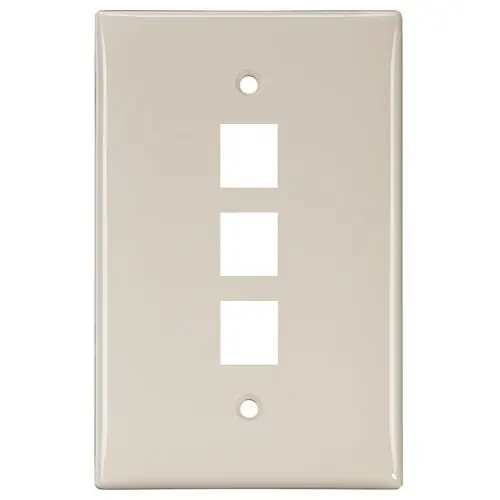 Leviton 41091-3TN QuickPort Single Gang Wallplate 3-Port Light Almond