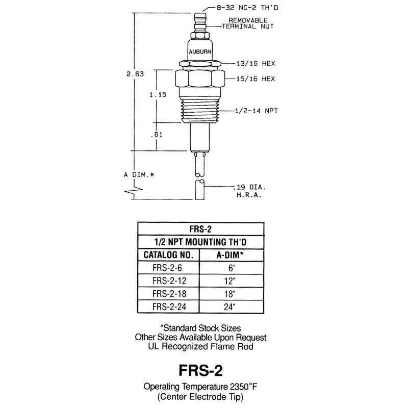 Auburn CS13034 FRS-2-6 Flame Rod