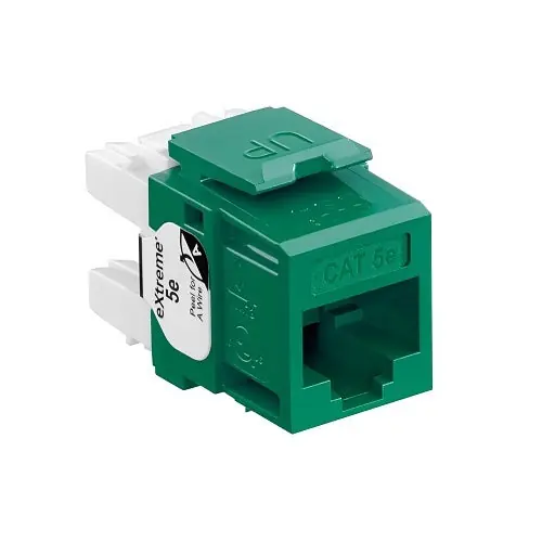 Leviton 5G110-RV5 GigaMax CAT5E+ Keystone Jack Green