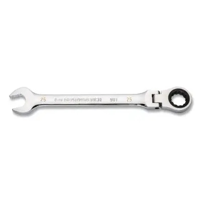 GEARWRENCH 86725 90-Tooth 12 Point Flex Head Ratcheting Combination Wrench, Metric, 25 mm