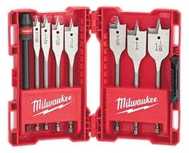 Milwaukee 49-22-0175 8-Piece Universal QUIK-LOK Flat Boring Bit Set