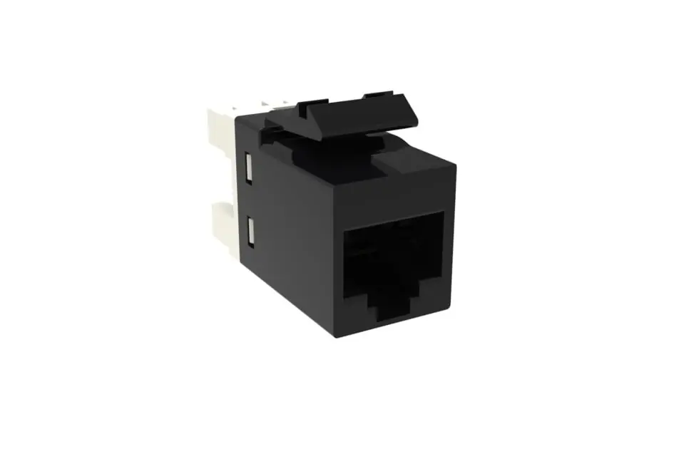 COMMSCOPE 760237627 Copper Jack, Cat 6, Commercial, UNIPRISE USL MODULAR RJ45 JACK, CAT 6 UTP, W/OUT DUST CVR, BLACK 760237627