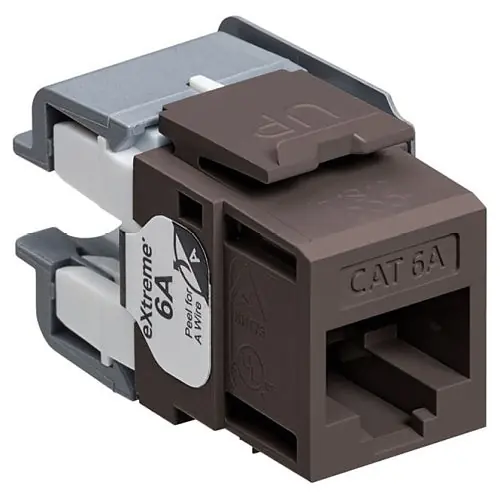 Leviton 6110G-RB6 Extreme Cat 6A QuickPort Jack Channel-Rated Brown