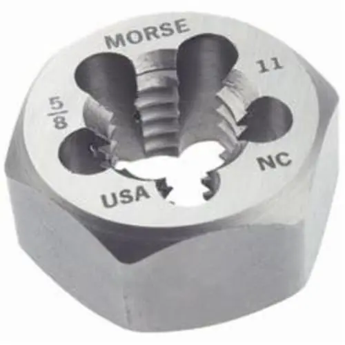 MORSE 31319 Hex Rethreading Die, 7/8-9 UNC Thread, 7/8 in THK, Carbon Steel