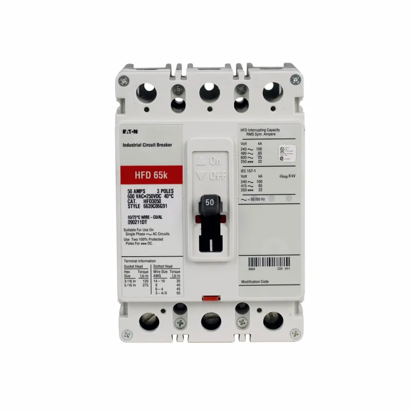 Eaton HFD3150 C Series Type HFD Molded Case Circuit Breaker, 600 VAC/250 VDC, 150 A, 100 kAIC at 240 VAC/65 kAIC at 480 VAC