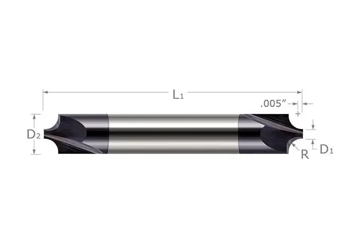 Harvey Tool 31620 HAR R.020 3/16x4 2F D/E LONG CARB CORNER RD MILL .046 TIP