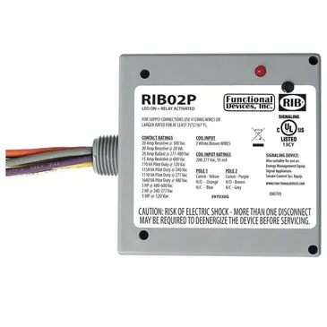 FUNCTIONAL RIB02P Enclosed Relay 20Amp DPDT 208-277Vac