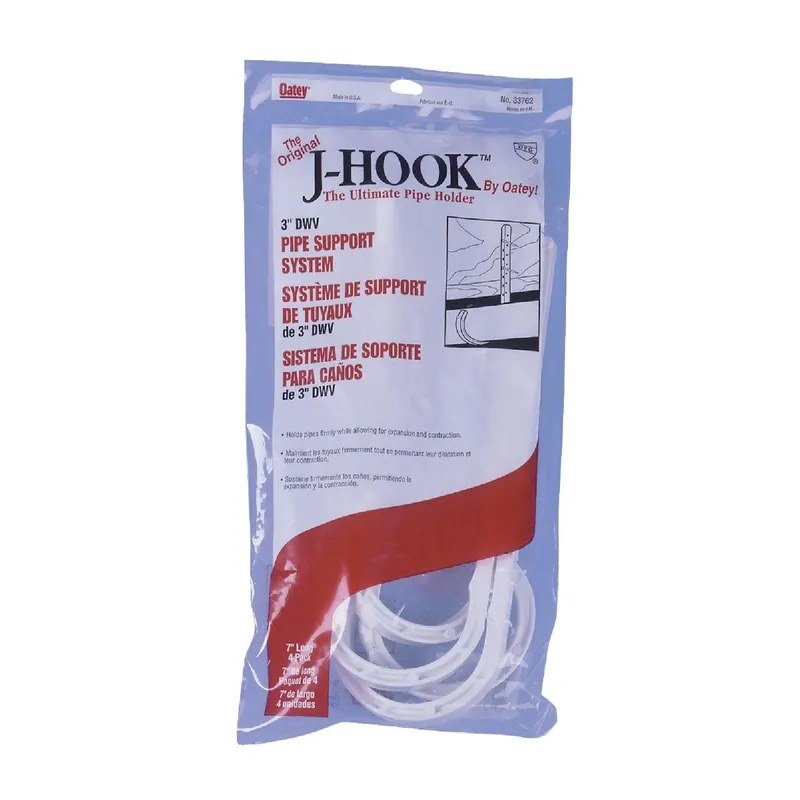 Oatey 33762 3 In. x 7-1/2 In. ABS J-Hook Pipe Hook Pack