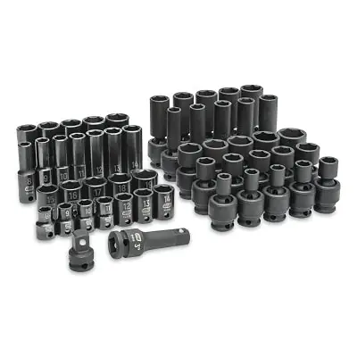 GEARWRENCH 89092 Impact Socket Set 3/8 in 51-Pc Deep/Standard Lengths
