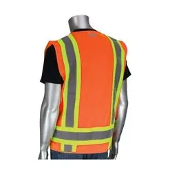 Protective Industrial Products 302-0500-ORG/2X Class 2 Solid/Mesh Vest Zipper 2XL