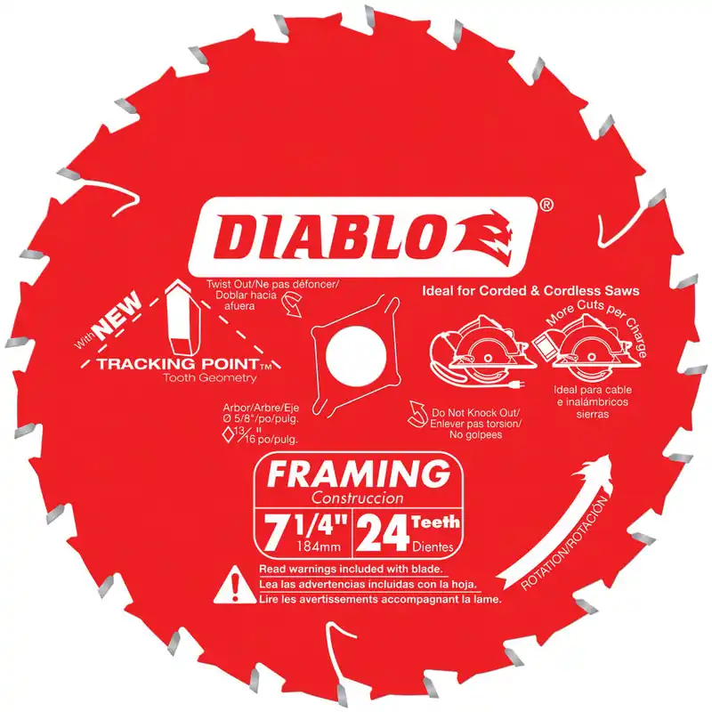 Diablo D0724A Combination Diamond Knockout Laser Cut Circular Saw Blade 7-1/4 in Dia 5/8 in Arbor