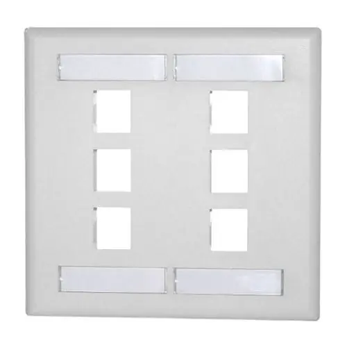 Signamax DKFL-6-WH 6-Port Double Gang Faceplate w/Labeling, White