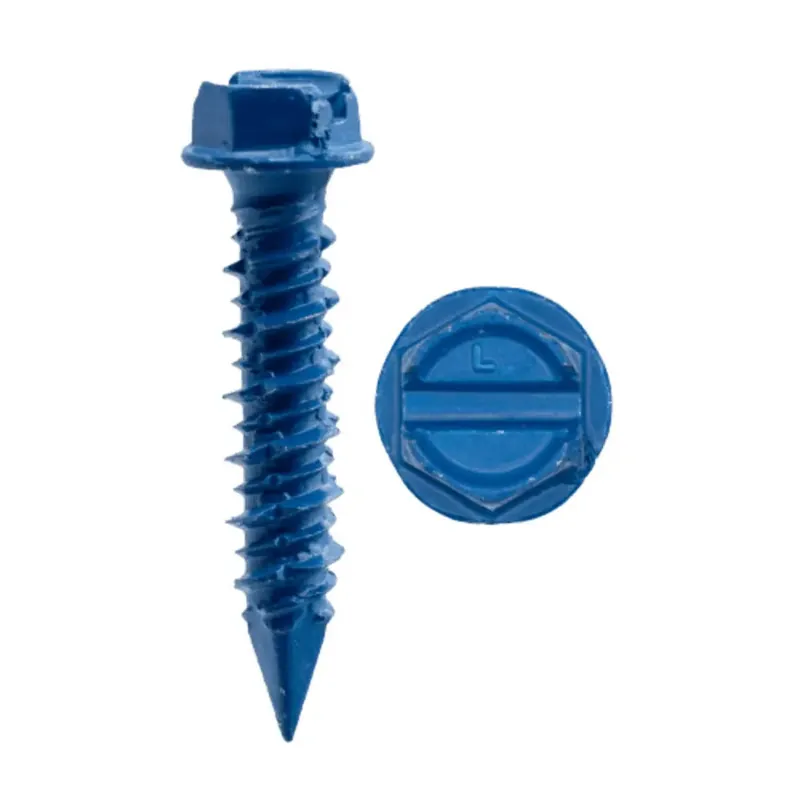 Minerallac 60344NDJ 1/4 x 2-3/4 Concrete Screw, Hex Washer Head, Slotted, Blue