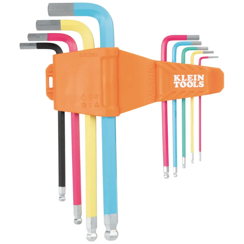 Klein Tools CBLS9M Color-Coded Metric Hex Key Set, 9-Piece