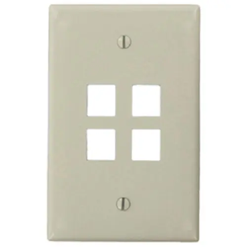Leviton 41091-4TN QuickPort Faceplate Single Gang 4-Port Light Almond