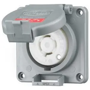 Watertight Safety Shroud HBL2430SW Locking Devices Twist-Lock Watertight Safety-Shroud Receptacle 20A 3-Phase Delta 480V AC 3-Pole 4-Wire Grounding