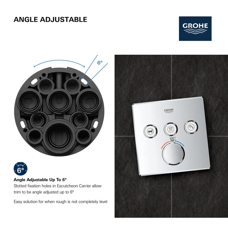 Grohe 29142A00 Triple Function Thermostatic Valve Trim in Grohe Hard Graphite