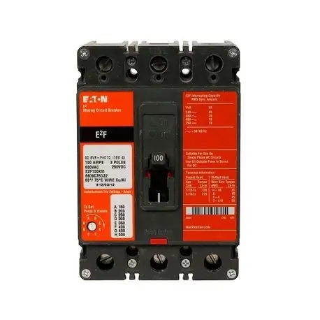 EATON SERE2F050KM-089 Mining Molded Case Circuit Breaker, 50 V, 150 to 500 A Trip Rating, 50 A