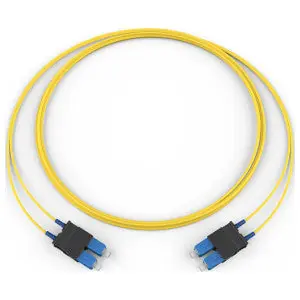 Corning 727202R5120001M Fiber Optic Jumper, 2 Fiber, SC Duplex to SC Duplex, Zipcord Tight-Buffered Cable, Riser, with 2.0 mm Legs, Single-Mode (OS2), 1 M