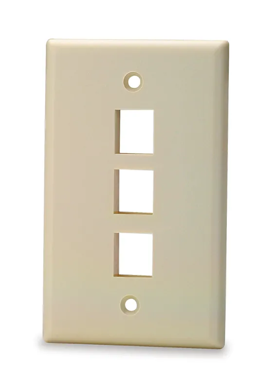 Signamax SKF-3-DI 3-Port Single Gang Keystone Faceplate w/o Labeling D.Ivory