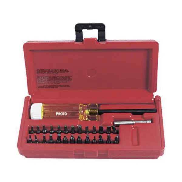 Proto J61929 Magnetic Screwdriver Bit Set, Imperial, 28 Pieces, S2 Steel, Polished Chrome