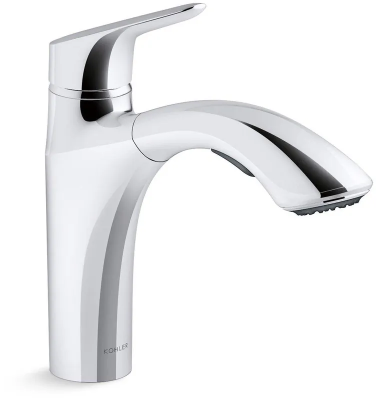 Kohler 30468-CP Rival Single Handle Pull Out Kitchen Faucet in Polished Chrome
