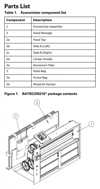 TRANE BAYECON310A Standard Economizer Downflow Application 7.5T - 12.5T