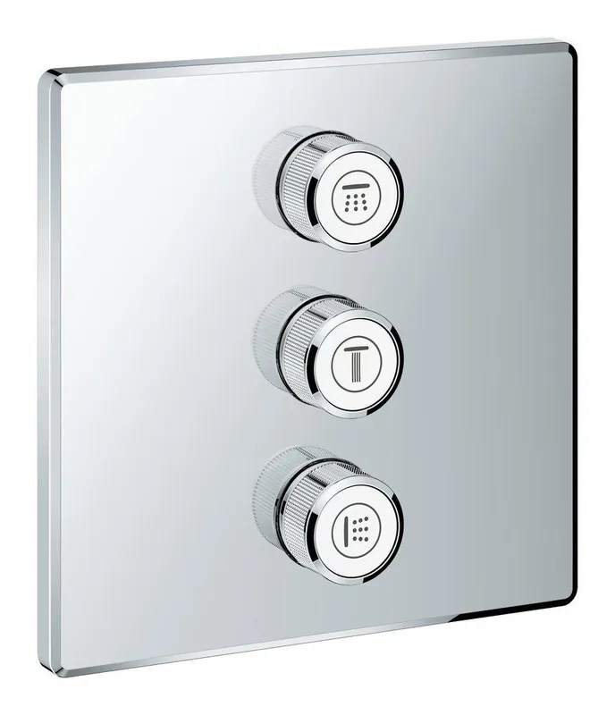 GROHE 29127000 Grohtherm Three Handle Volume Control Valve Trim in Grohe Chrome