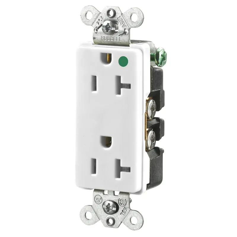 Hubbell Wiring Device-Kellems HBL2182WA 20 Amp 125 Volt 2-Pole 3-Wire NEMA 5-20R White Decorator Straight Blade Receptacle