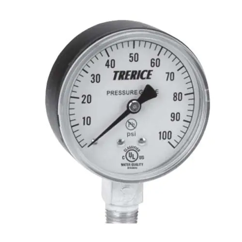 Trerice 800B2502LA010 Pressure Gauge Utility 30 in Hg - 0