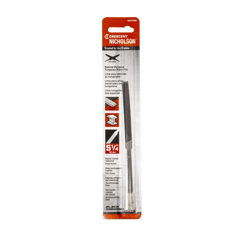 Crescent Nicholson 02375NN Steel Double Cut Thin Rectangle Tungsten Point File