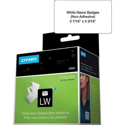 DYMO 30856 Non-Adhesive Name Badge Labels for Efficient Identification
