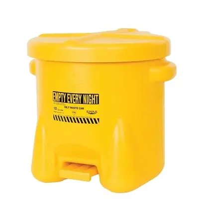 Eagle 935FLY Polyethylene Oily Waste Can 10 Gallon Yellow