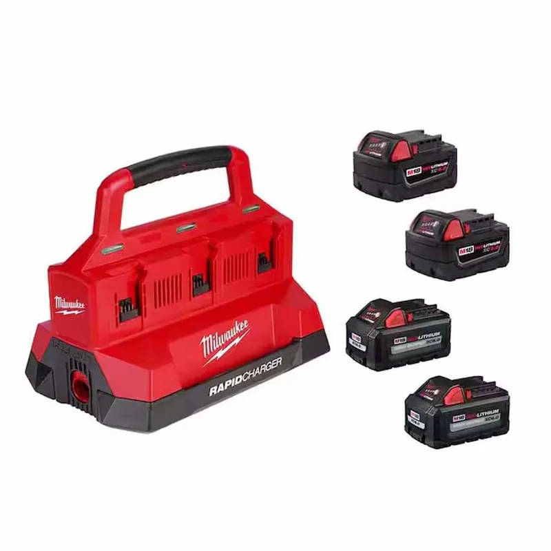 Milwaukee 48-59-1865POC M18 PACKOUT Six Bay Rapid Charger Kit with Two M18 HIGH OUTPUT XC6.0 and Two M18 REDLITHIUM XC5.0