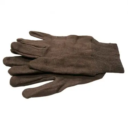 Jones Stephens G50200 Pair Brown Cotton Jersey Gloves Carded