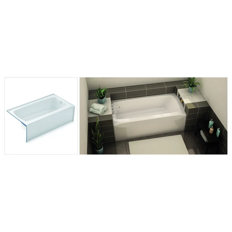 AKER 141350-L-000-002 TO-3260 Series Alcove Bathtub (Rectangular) With L-Hand Drain Gelcoated Fiberglass White
