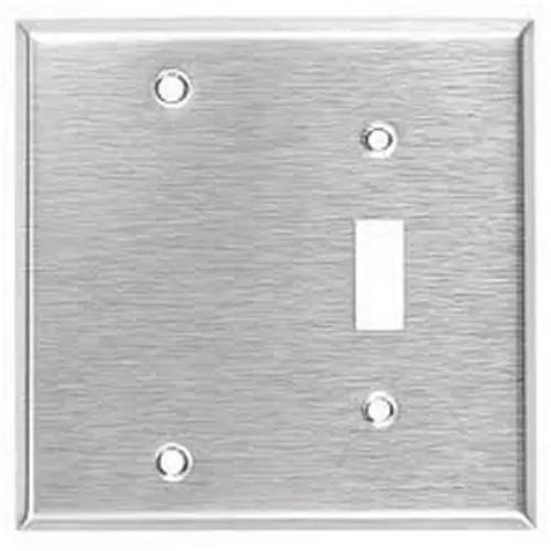 Mulberry 97522 Standard Combination Wall Plate, 2 Gangs, 4.5 in H x 4.562 in W, 430 Stainless Steel