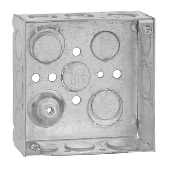 Steel City 521511234EWGB Square Box 21 Cu In 4 Steel Square Box 1-1/2 Deep