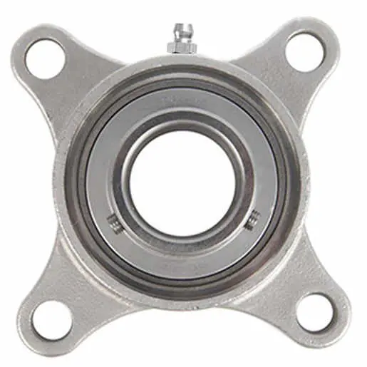 Timken SUCSF206-20/F Flange-Mount Ball Bearing Unit - 1-1/4 in Bore, 4-Bolt Flange Mount, Set Screw Locking, Stainless Steel Housing Material