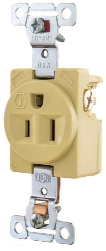 Bryant 5261I Straight Blade Single Receptacle 15A125V